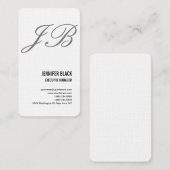 Linen Black White Grey Monogram Minimalist Modern Visitekaartje (Voorkant / Achterkant)