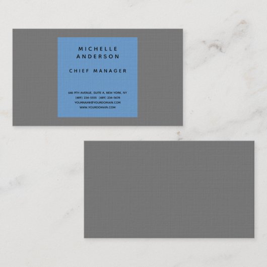 Linen Blue Grey Modern Simple Professional Visitekaartje (Voorkant / Achterkant)