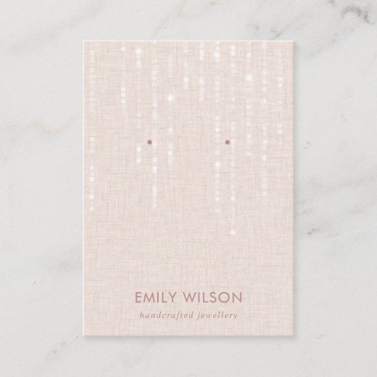 LINEN BLUSH LIGHT STRINGS STUD EARRING DISPLAY VISITEKAARTJE (Voorkant)