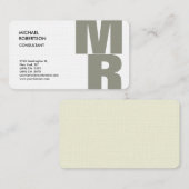 Linen Bold Monogram Plain Trendy minimalist Modern Visitekaartje (Voorkant / Achterkant)