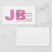 Linen Bold Monogram Roze White Modern Minimalist Visitekaartje (Voorkant / Achterkant)