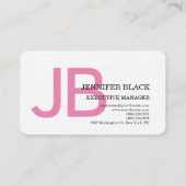 Linen Bold Monogram Roze Witte Matige Plain Visitekaartje (Voorkant)