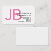 Linen Bold Monogram Roze Witte Matige Plain Visitekaartje (Voorkant / Achterkant)
