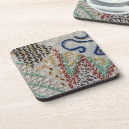 Linen borduurwerk onderzetter (Linkerzijde)