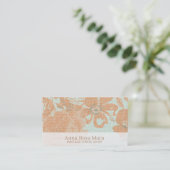 *~*  Linen Bronze Gold Floral Turquoise Visitekaartje (Staand voorkant)