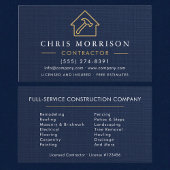Linen Building Construction Navy Blue   Visitekaartje