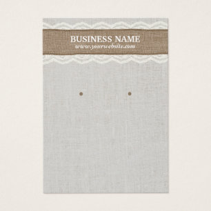 Linen Burlap- en Lace-beeldscherm Visitekaartjes
