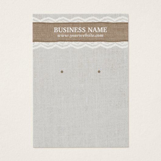  Linen Burlap- en Lace-beeldscherm Visitekaartjes (Voorkant)