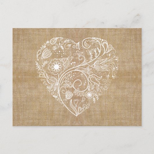 Linen burlap hart briefkaart (Voorkant)