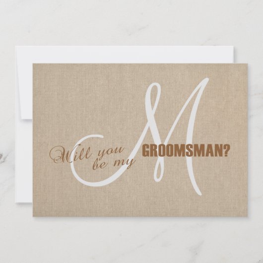 Linen Canvas Wedding is mijn Groomsman Invite Kaart (Voorkant)