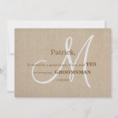 Linen Canvas Wedding is mijn Groomsman Invite Kaart (Achterkant)