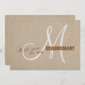 Linen Canvas Wedding is mijn Groomsman Invite Kaart (Voorkant / Achterkant)