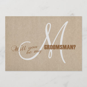 Linen Canvas Wedding is mijn Groomsman Invite Kaart
