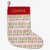 Linen Christmas Trees – Red Green Design Kleine Kerstsok (Voorkant)