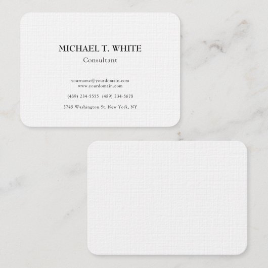 Linen Classical Minimalist Professional Chubby Visitekaartje (Voorkant / Achterkant)