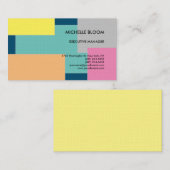 Linen Colorful Modern Plain Minimalistische Rechth Visitekaartje (Voorkant / Achterkant)