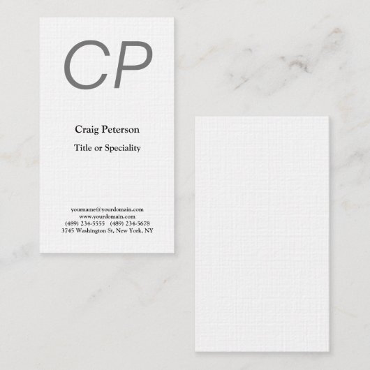 Linen Creative Monogram Modern minimalist Visitekaartje (Voorkant / Achterkant)