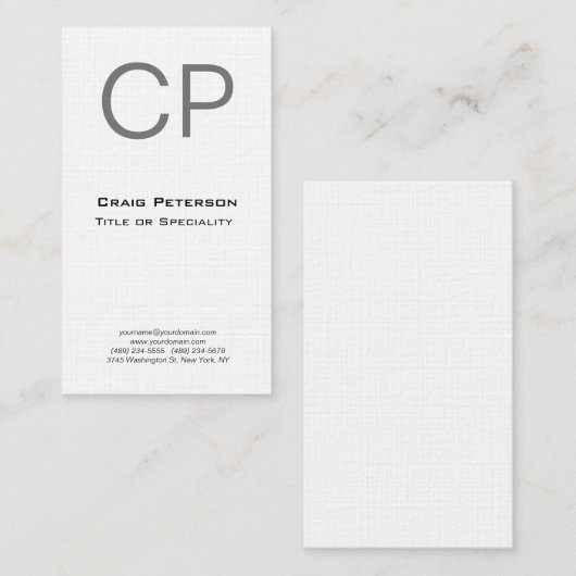 Linen Creative Monogram Modern minimalist Visitekaartje (Voorkant / Achterkant)