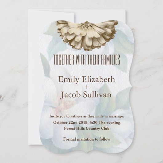 Linen Daisy Lime Green Natuur Wedding Invitation Save The Date (Voorkant)