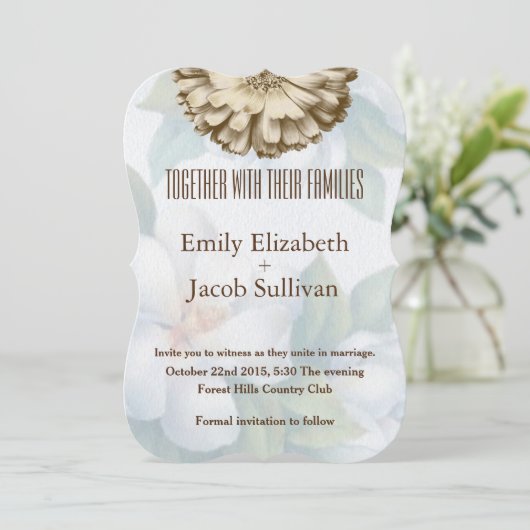 Linen Daisy Lime Green Natuur Wedding Invitation Save The Date (Staand voorkant)