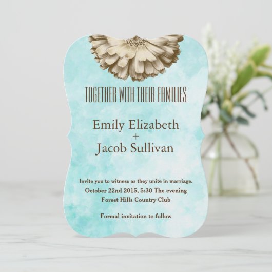 Linen Daisy Lime Green Natuur Wedding Invitation Save The Date (Staand voorkant)