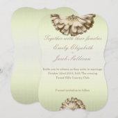 Linen Daisy Lime Green Natuur Wedding Invitation Save The Date (Voorkant / Achterkant)