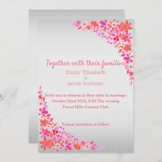 Linen Daisy Lime Green Natuur Wedding Invitation Save The Date (Voorkant / Achterkant)