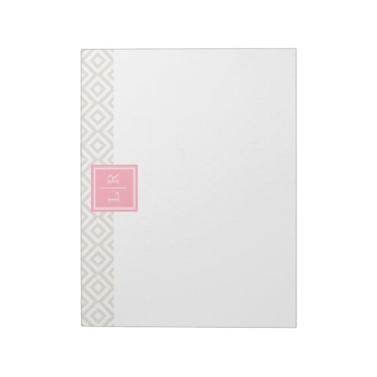 Linen Diamonds Patroon en Monogram Notitieblok (Linkerzijde)