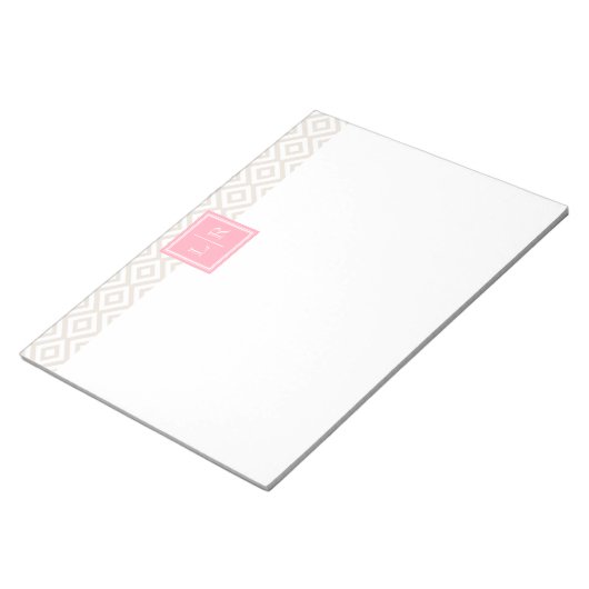 Linen Diamonds Patroon en Monogram Notitieblok (Schuin)