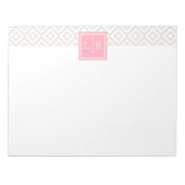 Linen Diamonds Patroon en Monogram Notitieblok (Voorkant)