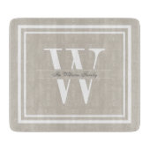 Linen Double Border Monogram Snijplank (Voorkant)