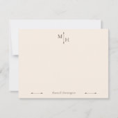 Linen Elegant Minimalist Arrow Point Monogram Notitiekaartje (Voorkant)