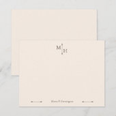Linen Elegant Minimalist Arrow Point Monogram Notitiekaartje (Voorkant / Achterkant)