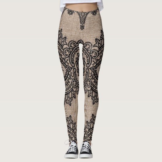 Linen en kant leggings (Voorkant)
