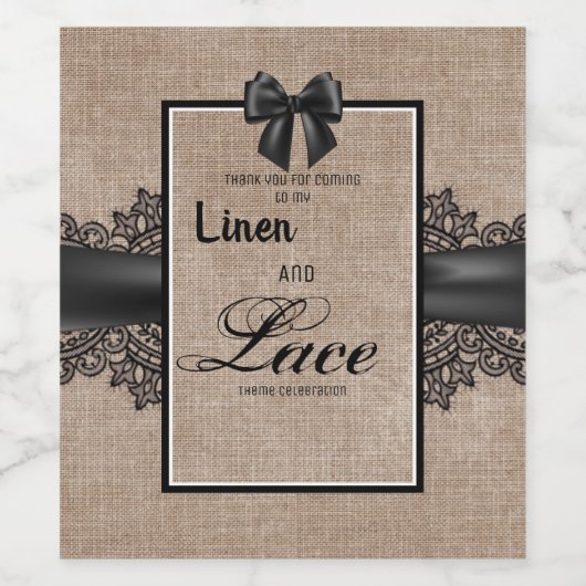 Linen en kant wijn etiket (Enkel label)