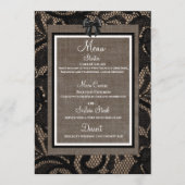 Linen en kant zwart, witte burlap Lenin menu (Voorkant)