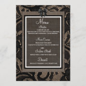 Linen en kant zwart, witte burlap Lenin menu (Voorkant)