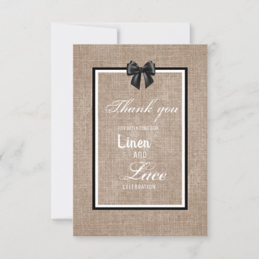Linen en lace bedankt je kaart (Voorkant)