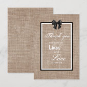 Linen en lace bedankt je kaart (Voorkant / Achterkant)