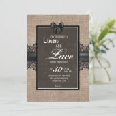 Linen en lace-uitnodiging kaart (Staand voorkant)