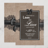 Linen en lace-uitnodiging kaart (Voorkant / Achterkant)