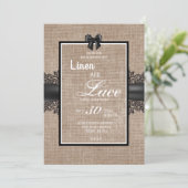 Linen en lace-uitnodiging kaart (Staand voorkant)