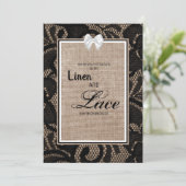 Linen en lace-uitnodiging kaart (Staand voorkant)