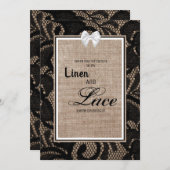 Linen en lace-uitnodiging kaart (Voorkant / Achterkant)