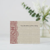 Linen en Marsala Lace Personalized Recipe Cards Briefkaart (Staand voorkant)
