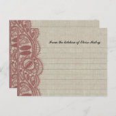 Linen en Marsala Lace Personalized Recipe Cards Briefkaart (Voorkant / Achterkant)