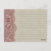Linen en Marsala Lace Personalized Recipe Cards Briefkaart (Achterkant)