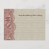 Linen en Marsala Lace Personalized Recipe Cards Briefkaart (Voorkant)