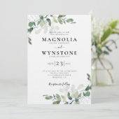 Linen Eucalyptus Botanical Luxury Wedding Kaart (Staand voorkant)