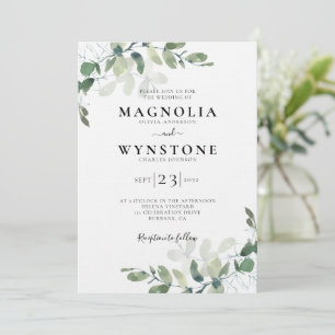 Linen Eucalyptus Botanical Luxury Wedding Kaart